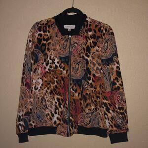 Philosophy Mob Wife Edgy Cottage Goth Leopard Paisley Bomber Jacket XL